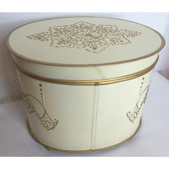 Vintage Decorative Footed Embossed Metal Nesting Box Tin Made In India - Picture 5 of 9